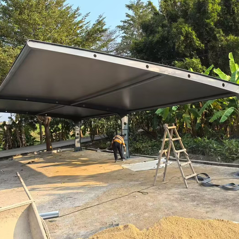 户外停车棚，电动折叠雨棚